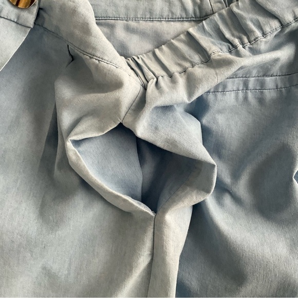 Biography Pants Sz L Blue Side Drape Slip Pockets Capris Boho Lagenlook Comfort - Picture 12 of 12